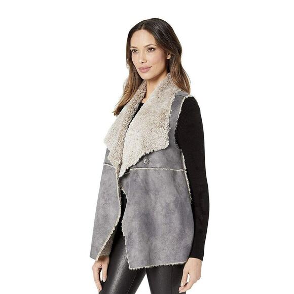 dylan Jackets & Blazers - DYLAN Grey Size Large Faux Shearling Suede/Fur Very Soft Vest Womens